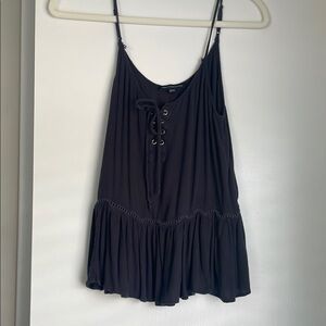 American Eagle Outfitters Black Tie Front Ruffled Camisole